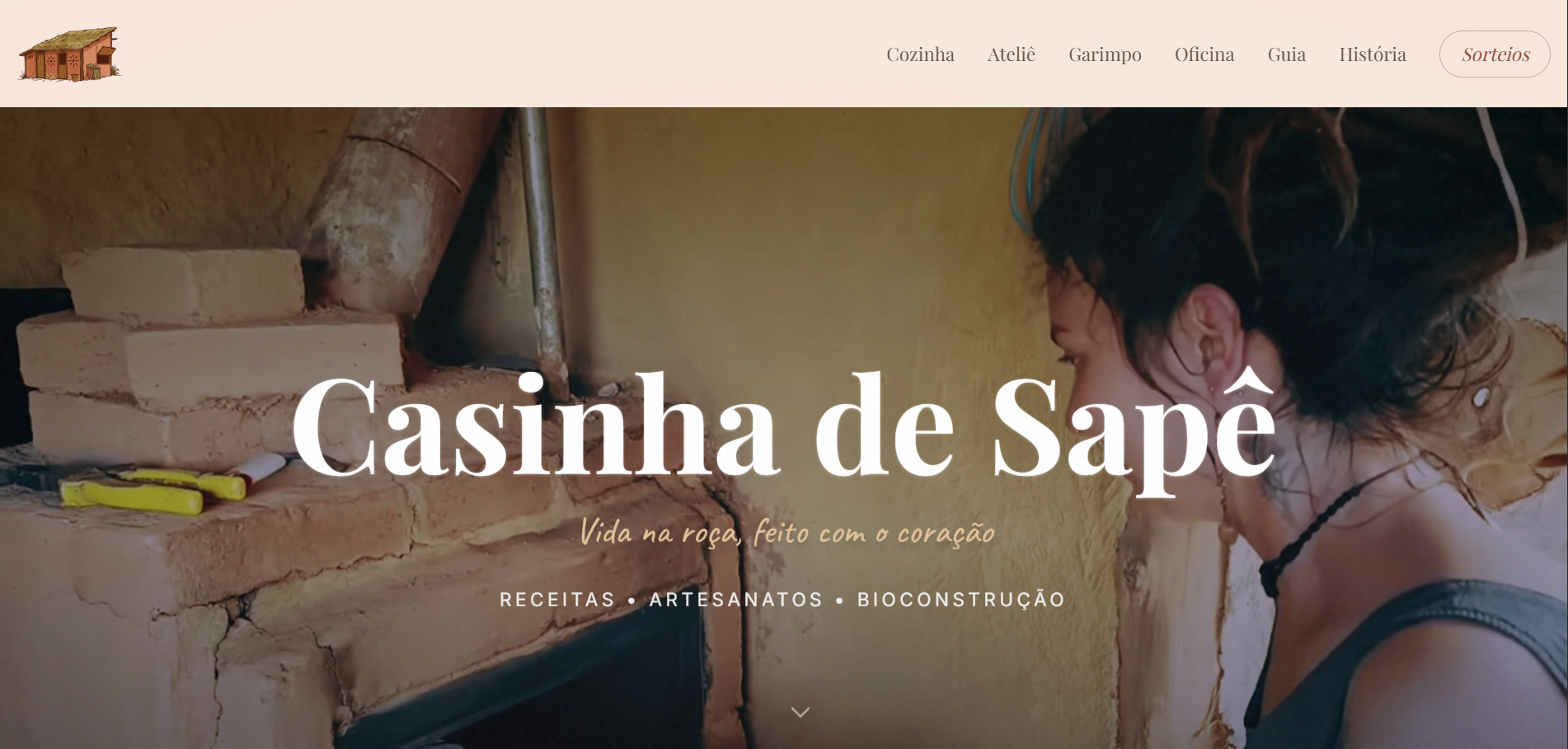 Screenshot do e-commerce artesanal Casinha de Sapê desenvolvido pela YMIND